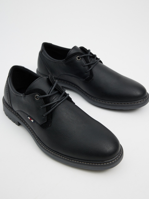 Black leather effect shoe black