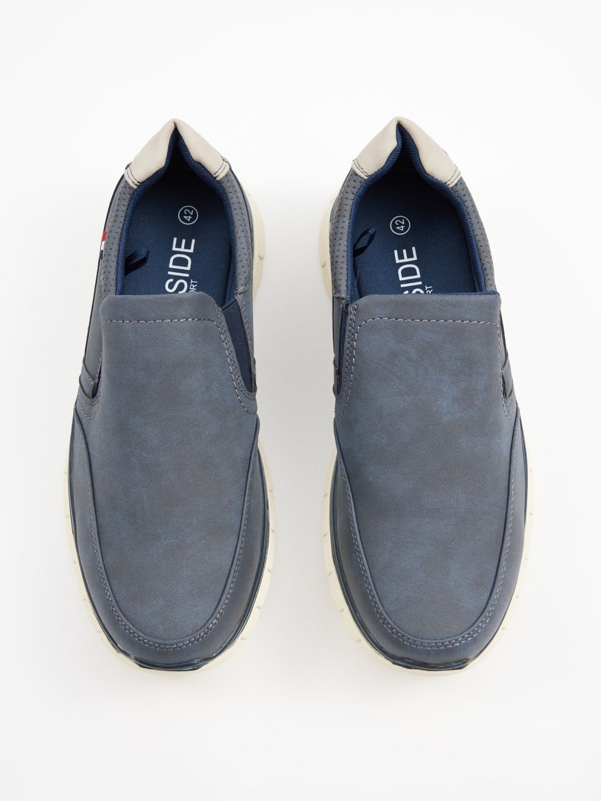 Classic moccasin elastic shoe navy zenithal view