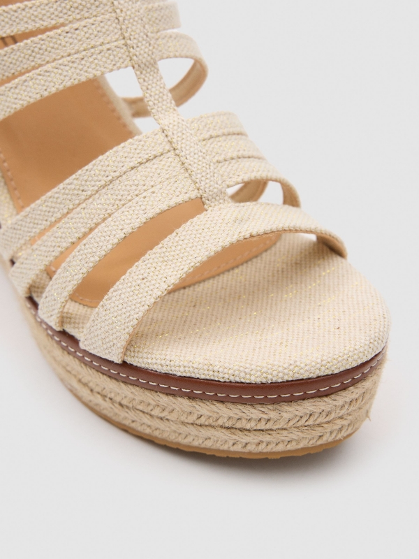 Wedge Roman straps off white detail view