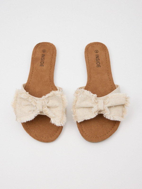 Frayed bow shovel sandal off white zenithal view