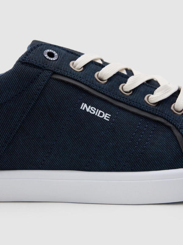 Canvas lace-up sneaker navy detail view