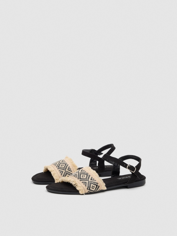 Valance sandal black/beige 45º front view