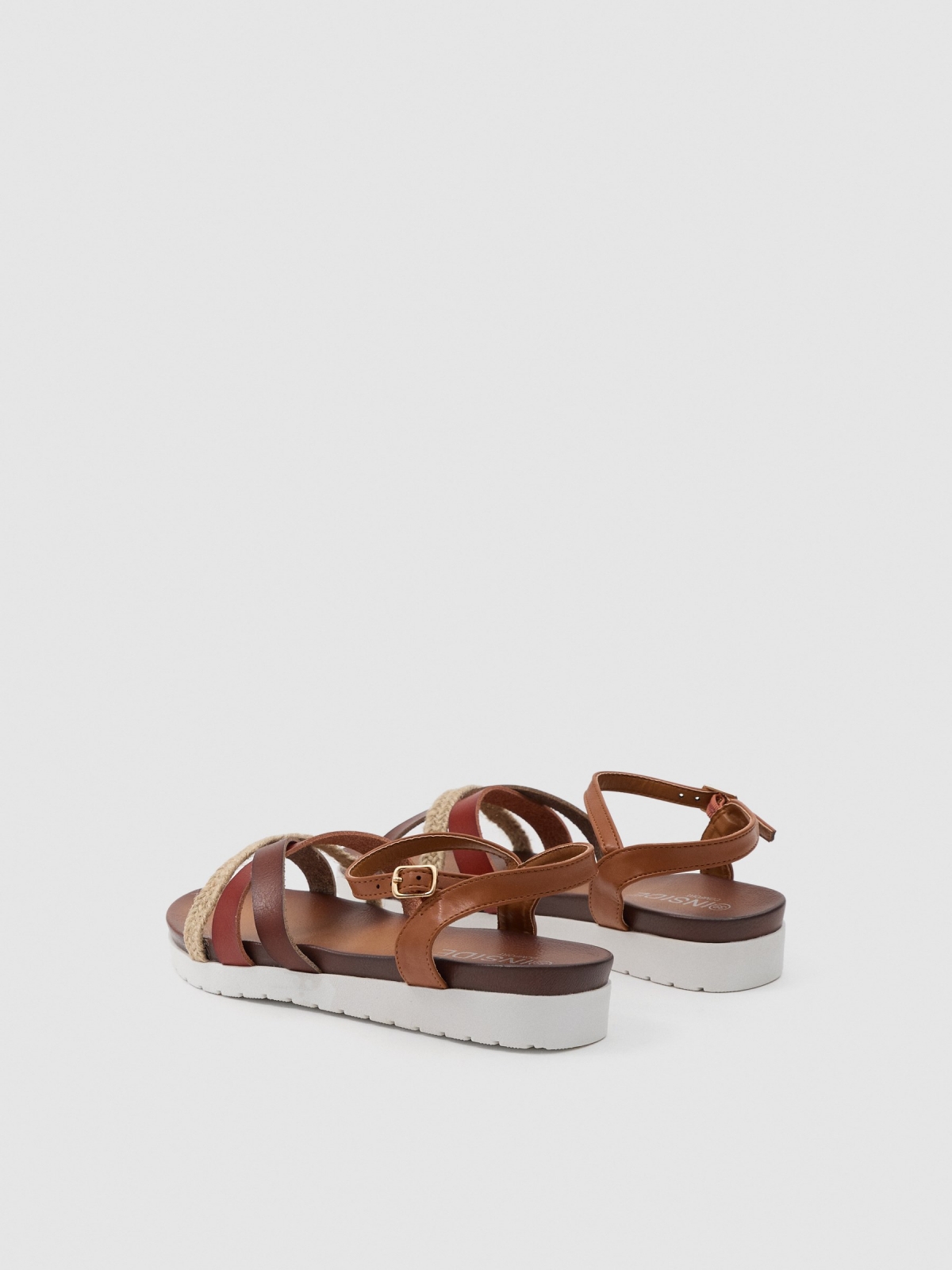 Jute strap sandal brown 45º back view