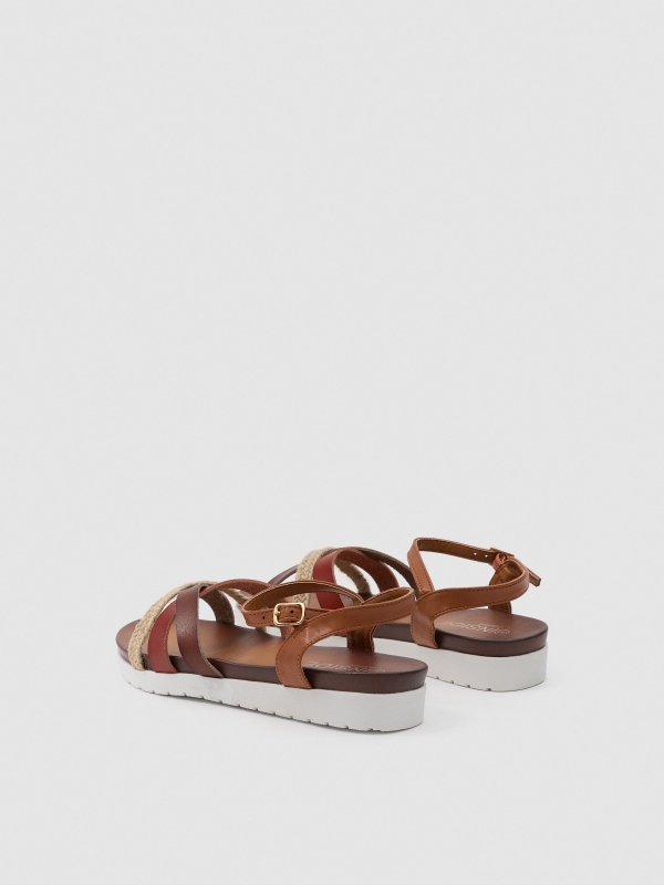 Jute strap sandal brown 45º back view