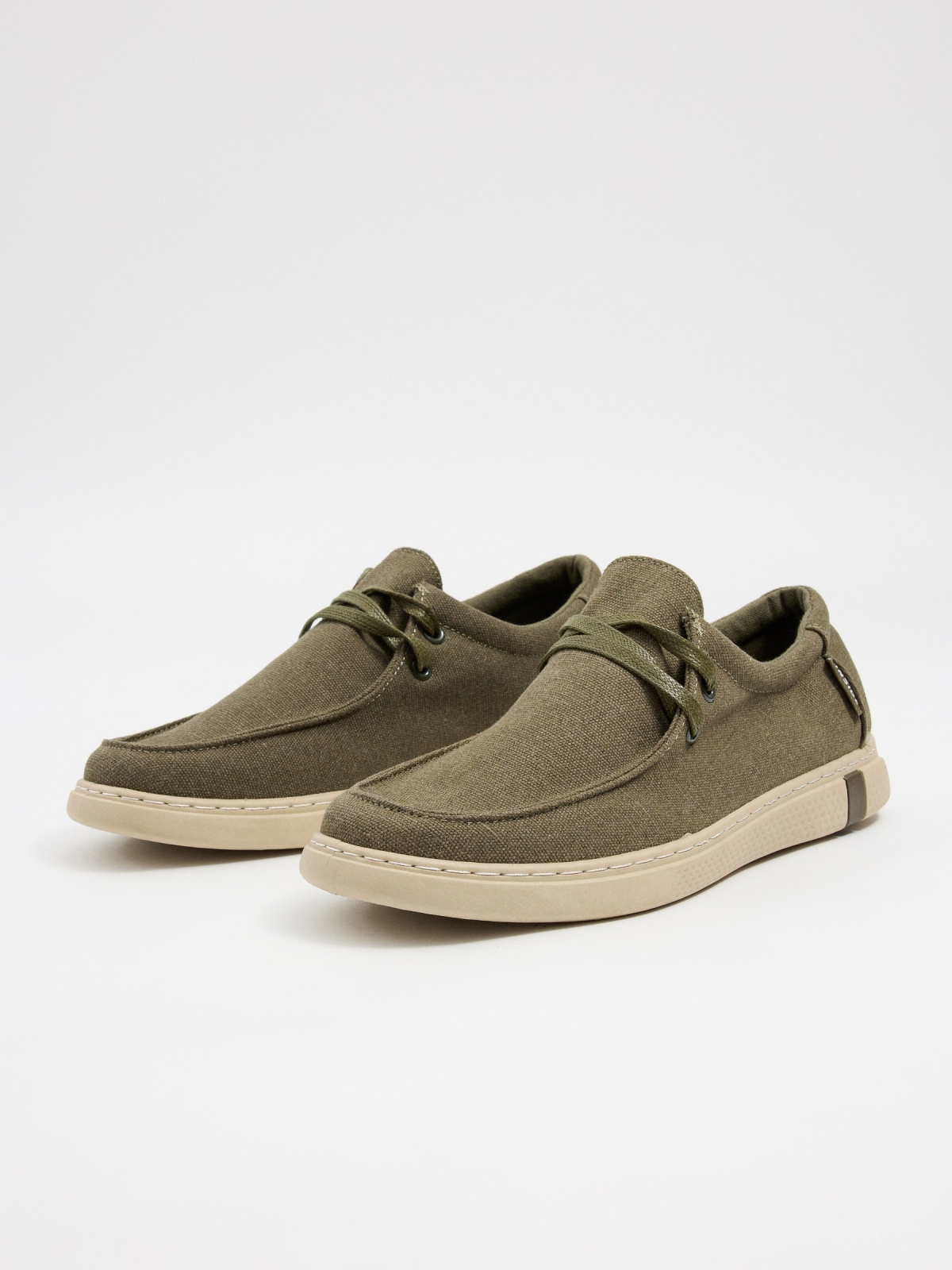 Canvas wallabee shoe 45º front view