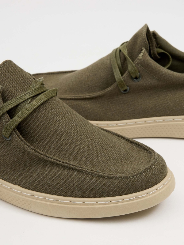 Canvas wallabee shoe detail view