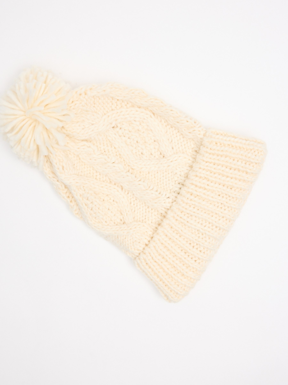 Ivory white knit cap ivory front view