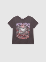 %Pto% Camiseta de manga curta estampada cinza escuro vista frontal