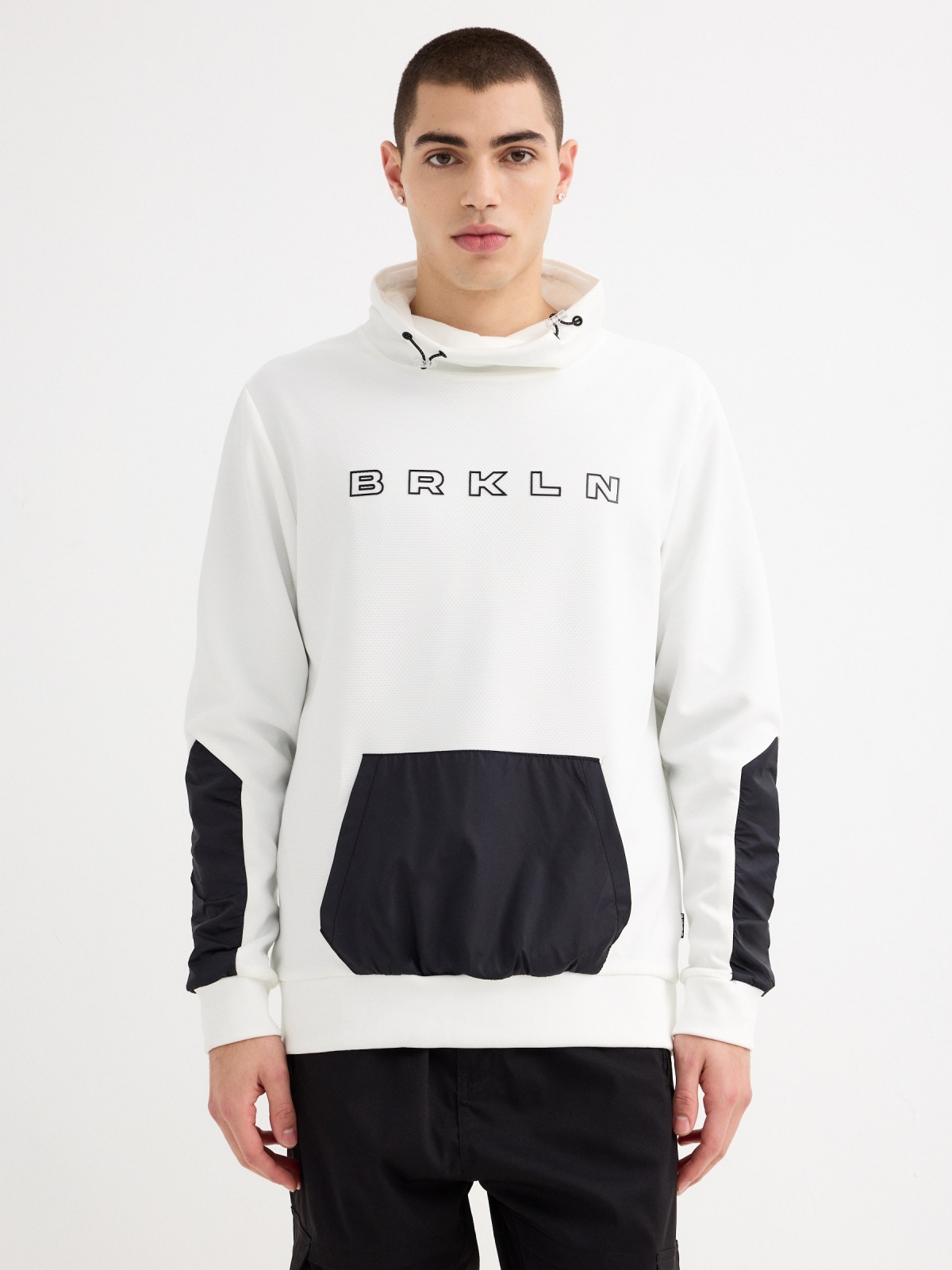 Graphic cowl neck sweatshirt white middle front view