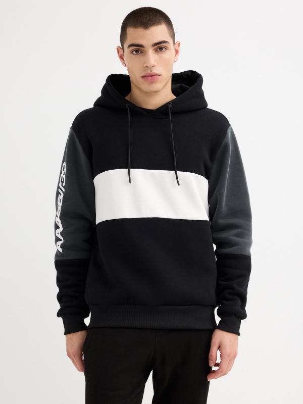 Hooded sweatshirt AA456 black middle front view