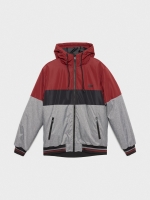 %Pto% Padded jacket with blocks hood grey front view