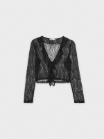 %Pto% Lace crop top black front view