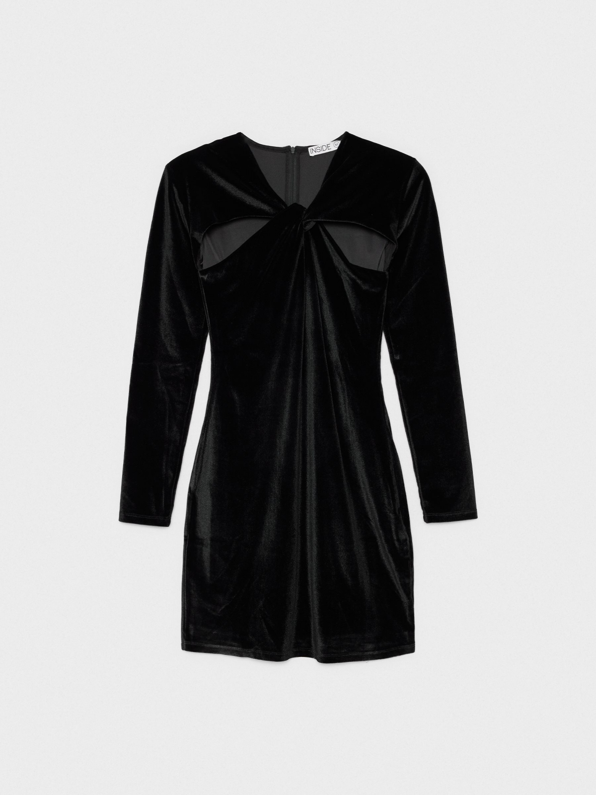  Mini velvet dress with knot black front view