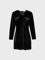 %Pto% Mini vestido de veludo com nó preto vista frontal