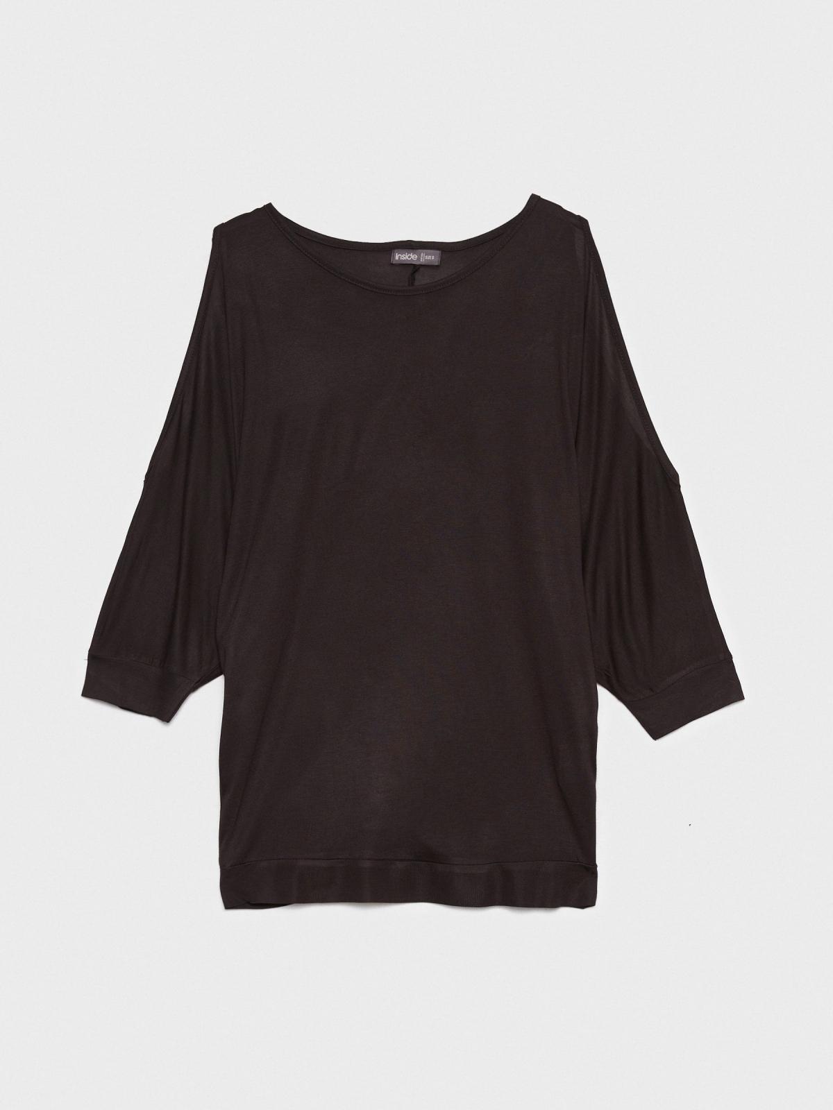  Fluid T-shirt with open sleeves black front view