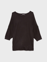 %Pto% Fluid T-shirt with open sleeves black front view