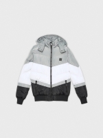 %Pto% Gray color block coat black front view