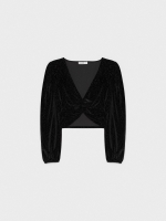 %Pto% Blusa de terciopleo con lurex negro vista frontal