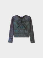 %Pto% T-shirt com cut out em lurex multicolorido vista frontal
