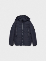 %Pto% polyamide coat with zippered pockets blue front view