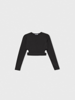 %Pto% T-shirt crop com cut out preto vista frontal