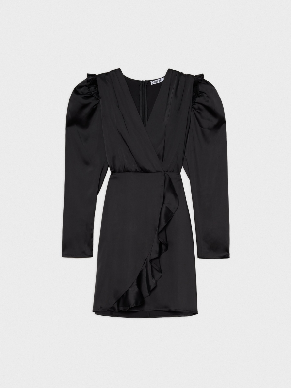  Mini dress with puffed sleeves black front view