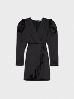%Pto% Vestido mini manga abombada negro vista frontal