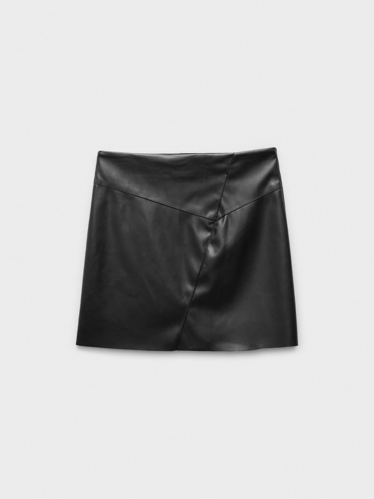  Leather effect mini skirt black front view