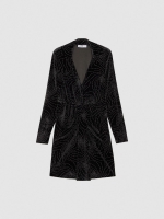 %Pto% Vestido mini terciopelo y strass negro vista frontal