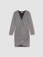 %Pto% Vestido mini con brillos transparencias negro vista frontal