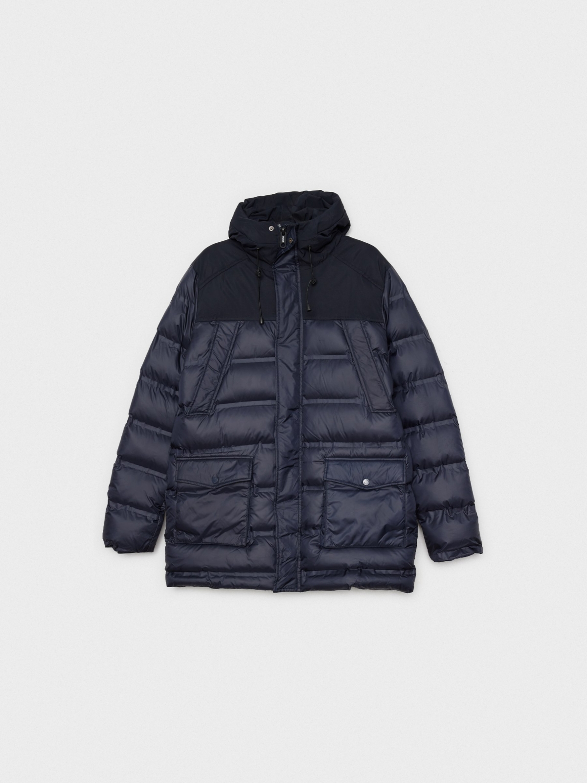  Hooded parka blue front view