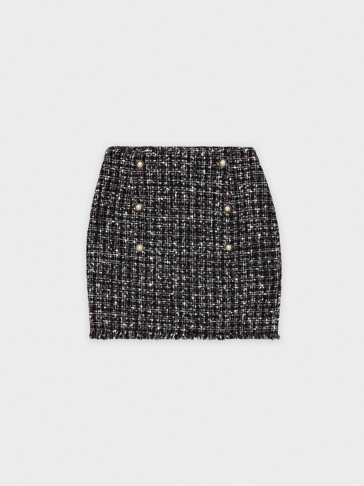  Falda mini jacquard con botones negro vista frontal