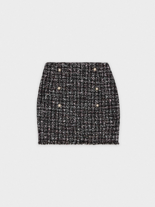  Mini jacquard skirt with buttons black front view