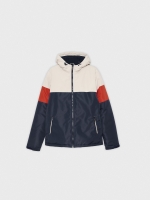 %Pto% Block color quilted coat blue front view