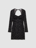 %Pto% Vestido mini terciopelo corsé negro vista frontal