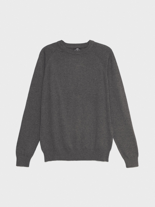  Plain sweater round neck dark grey front view