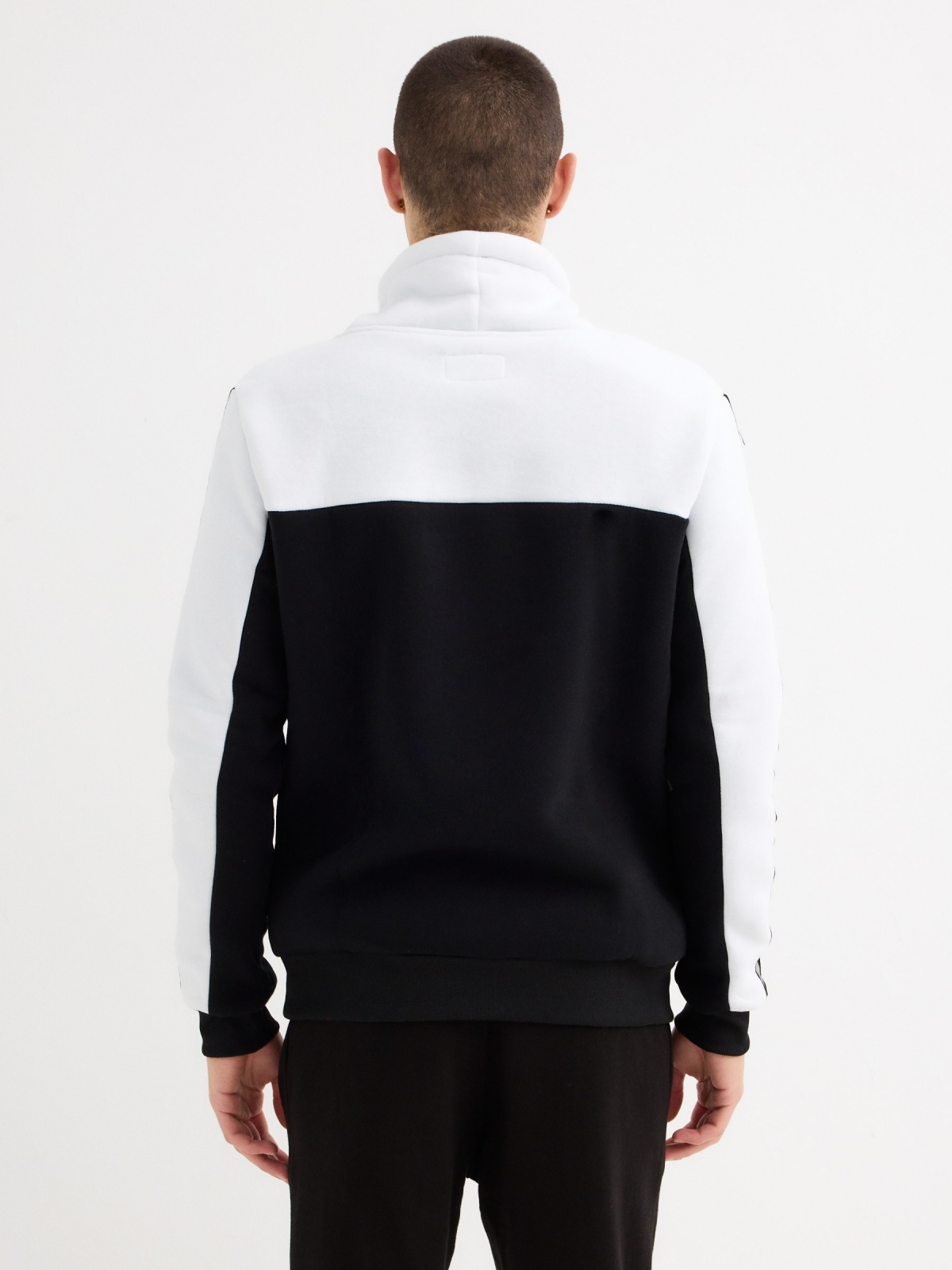 Colour block cowl neck sweatshirt black middle back view