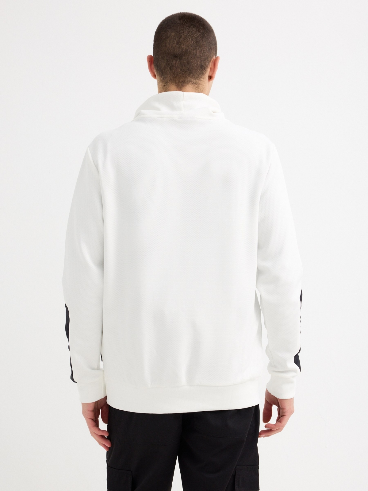 Graphic cowl neck sweatshirt white middle back view