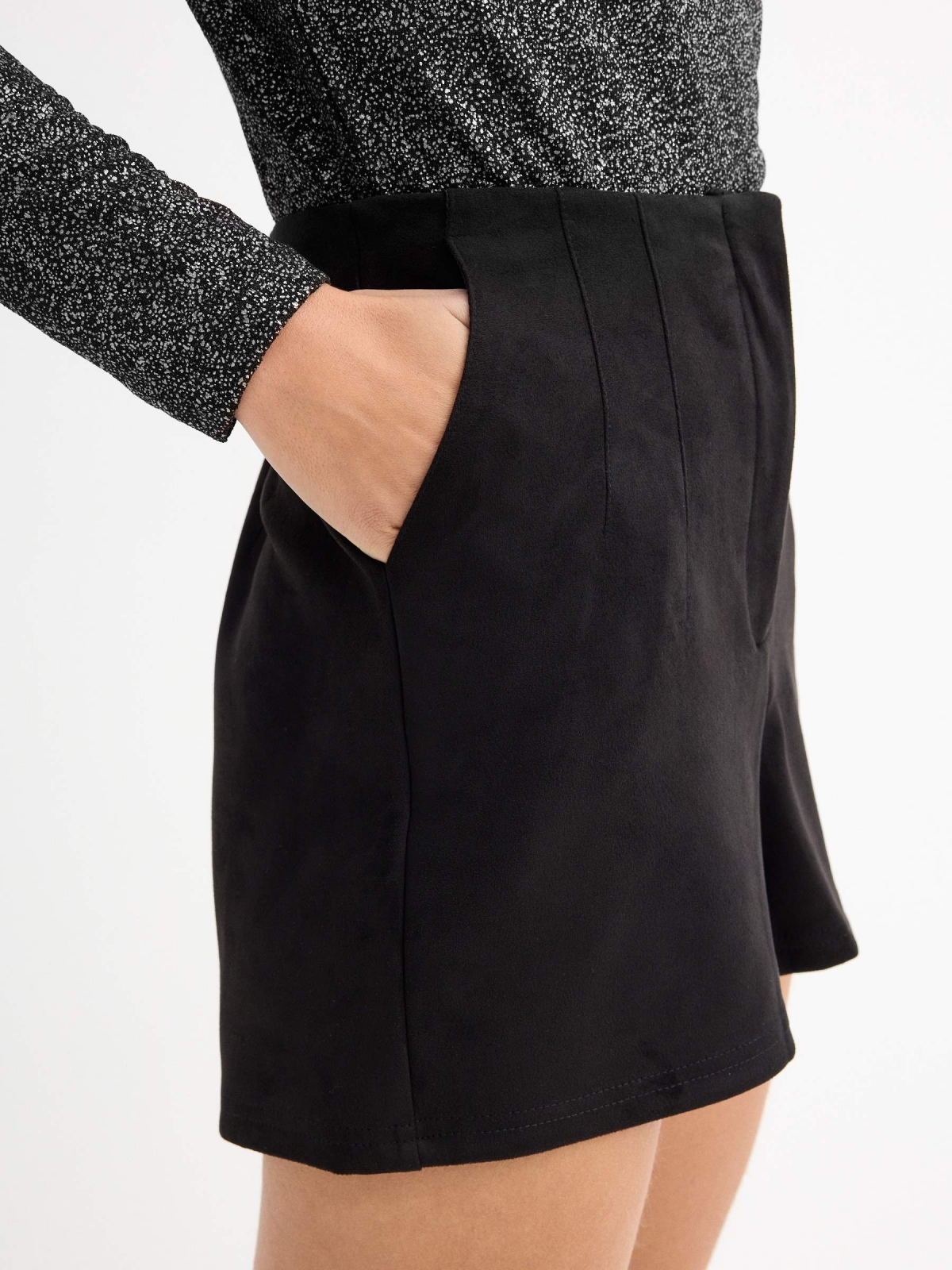 Leatherette short black detail view