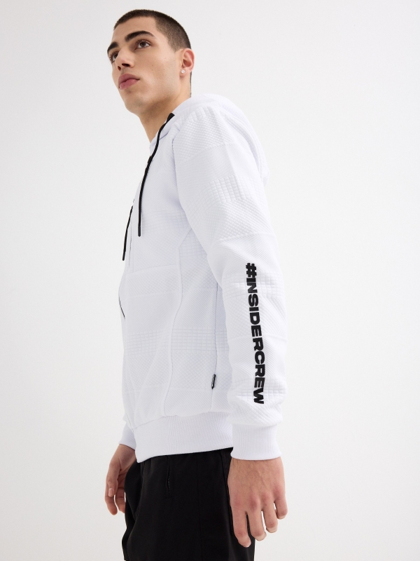 Graphic hooded sweatshirt white detail view