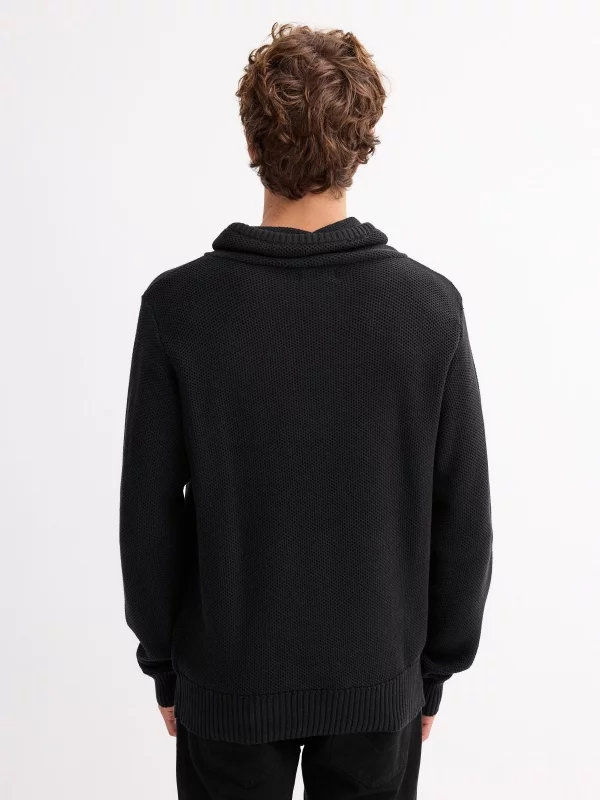 Basic pullover collar black middle back view