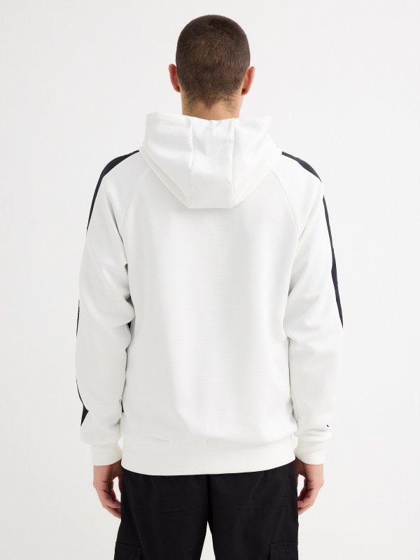 Colour block hoodie white middle back view