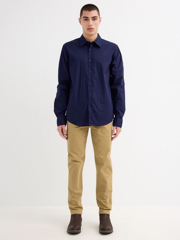 Basic long sleeve shirt blue general front view