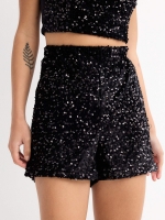 %Pto% Sequin shorts black