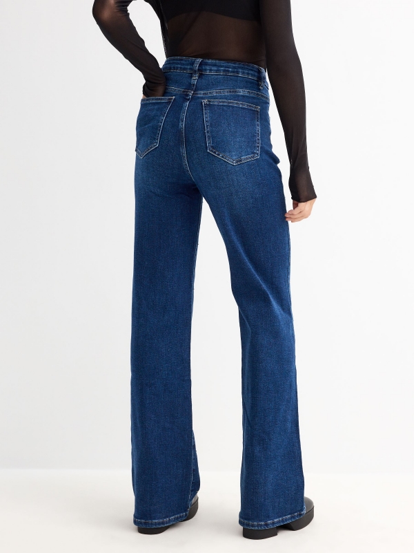 Jean straight with shine dark blue middle back view