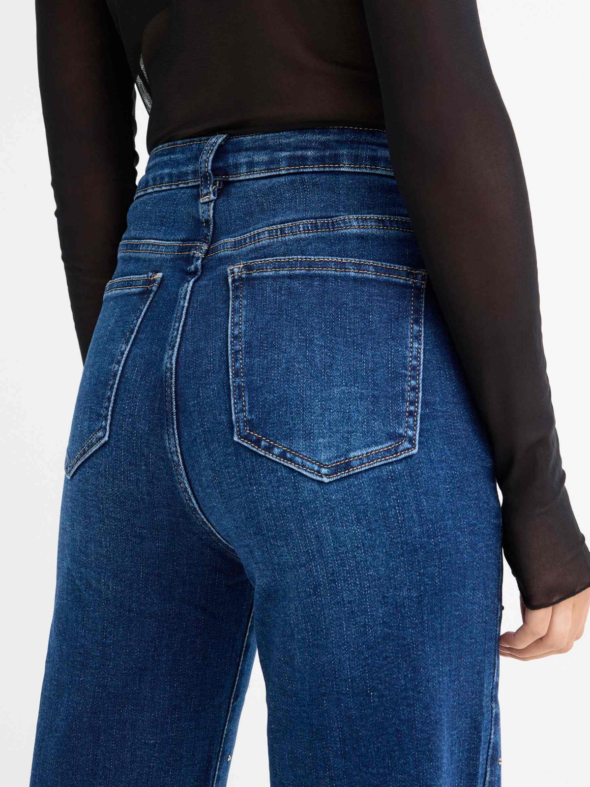 Jean straight with shine dark blue detail view