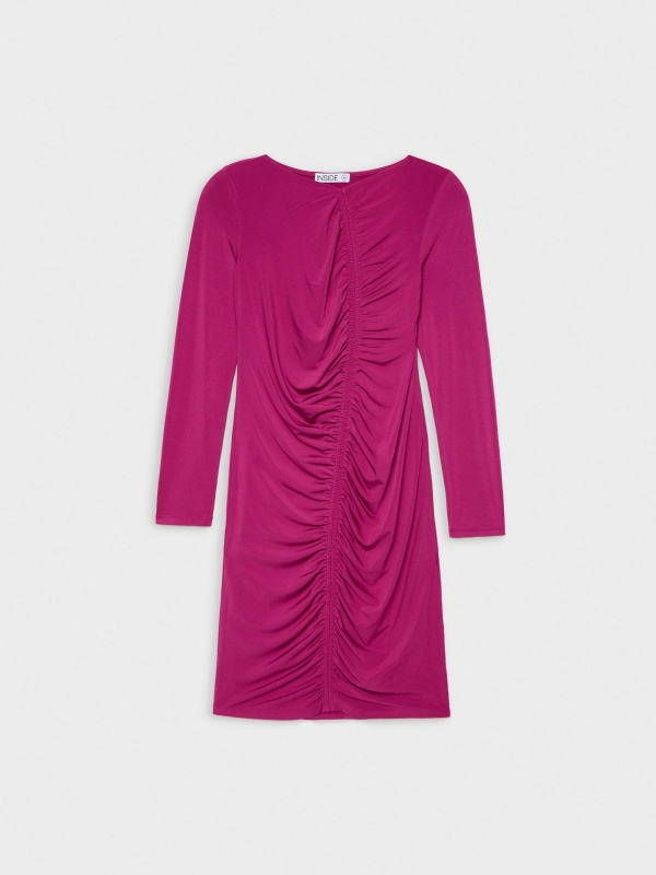 Basic draped dress fuchsia detail view