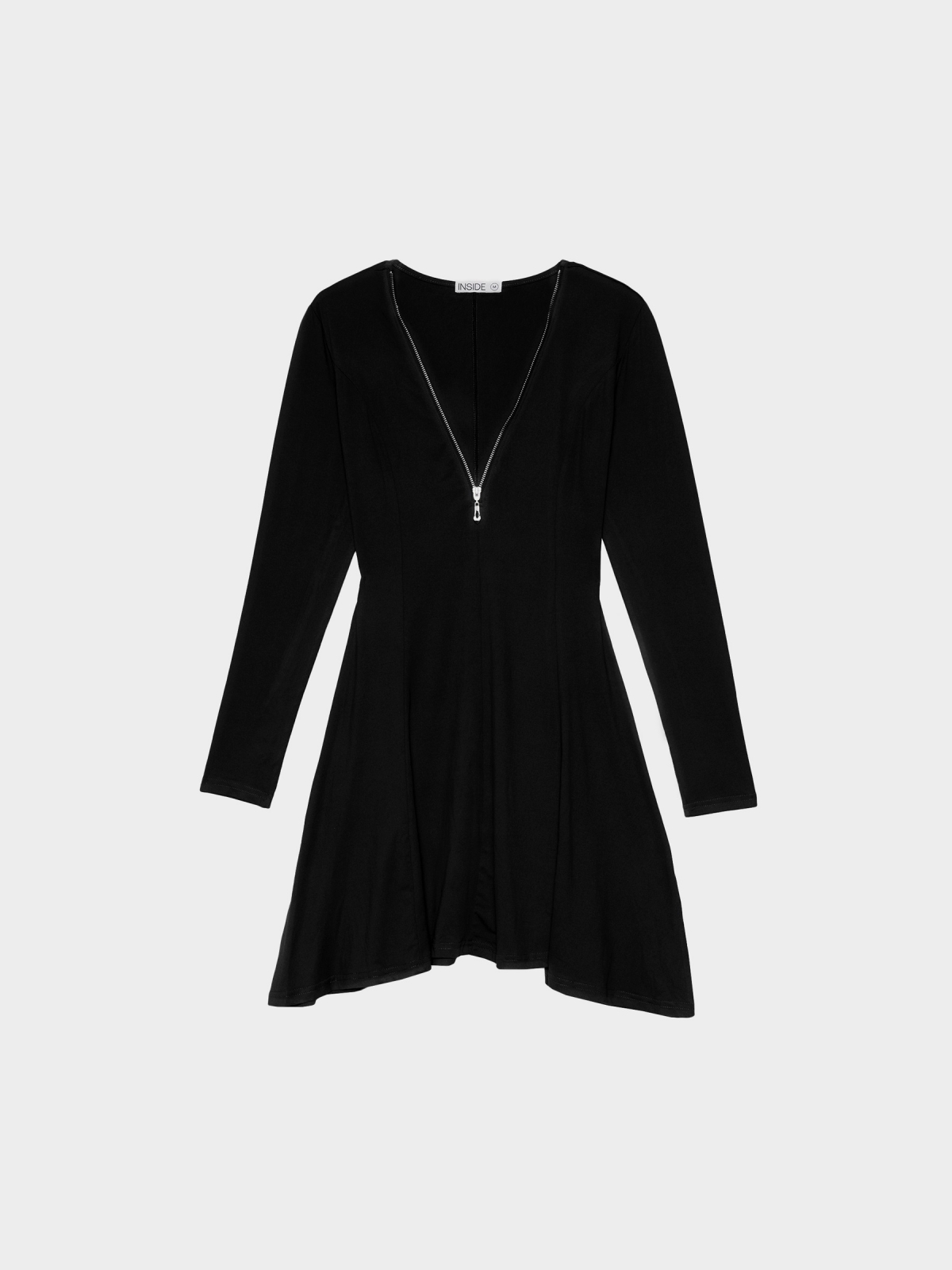 Mini dress with zipper neckline black detail view