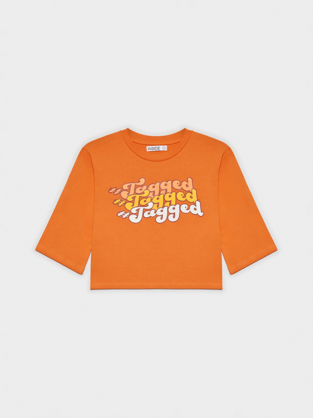  T-shirt com estampado laranja vista frontal