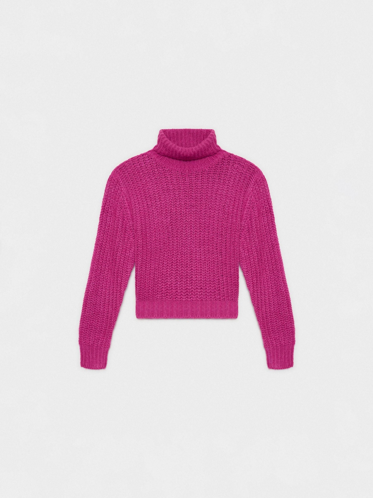  Roll neck knit jumper fuchsia front view